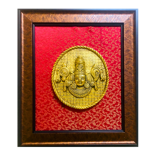 Tatva Creators Brass Tirupati Balaji Round Wall Frame