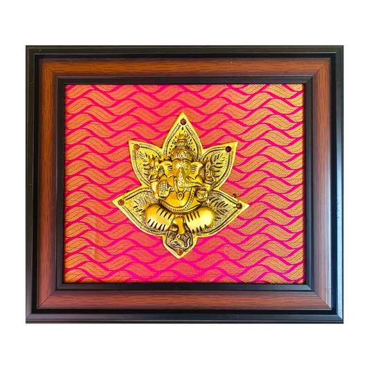 Brass Ganesha Leaf Wall Frame
