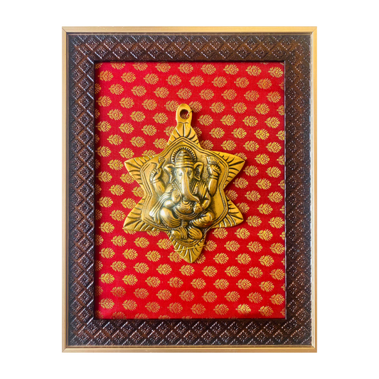 Tatva Creators Brass Leaf Ganesha Hanging Frame