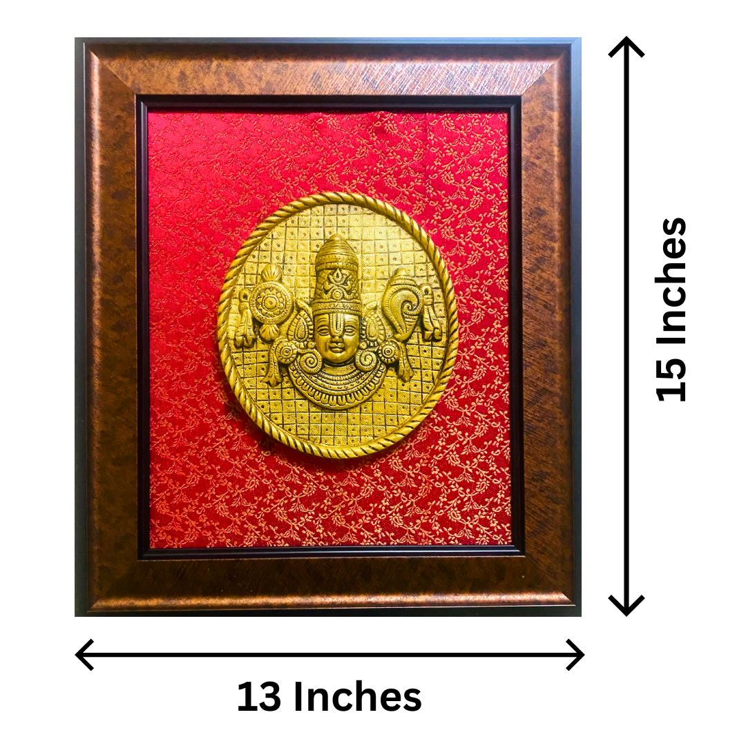 Tatva Creators Brass Tirupati Balaji Round Wall Frame