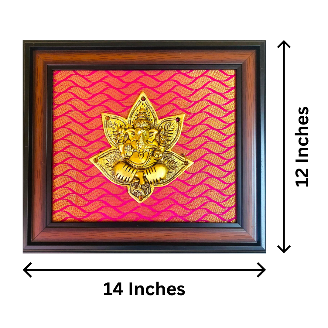 Brass Ganesha Leaf Wall Frame
