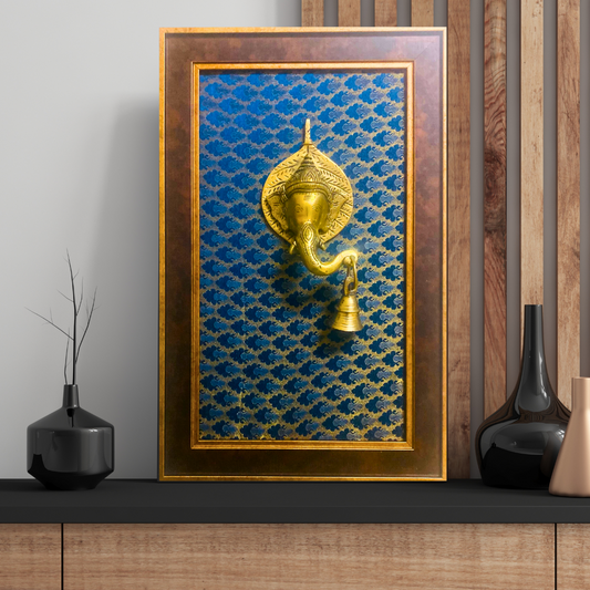 Tatva Creators Brass Ganesha Wall Bell Frame