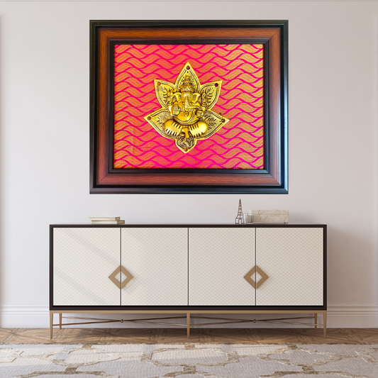 Brass Ganesha Leaf Wall Frame