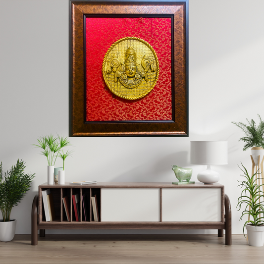Tatva Creators Brass Tirupati Balaji Round Wall Frame