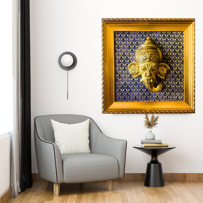Tatva Creators Brass-Framed Lord Ganesha Wall Art