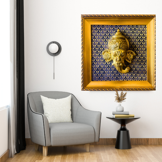 Tatva Creators Brass-Framed Lord Ganesha Wall Art