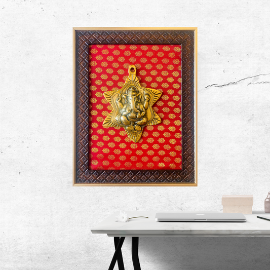 Tatva Creators Brass Leaf Ganesha Hanging Frame