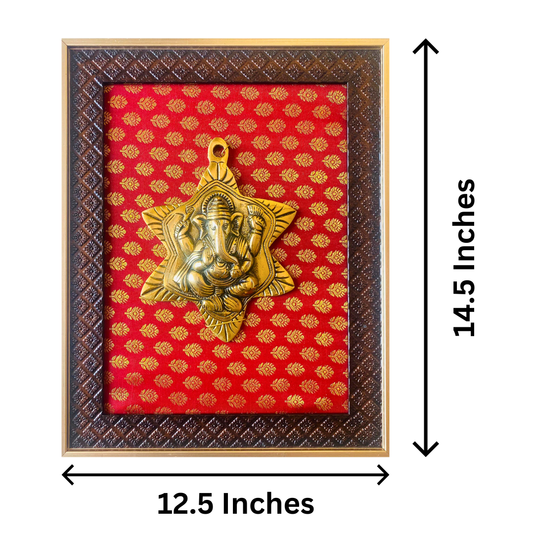 Tatva Creators Brass Leaf Ganesha Hanging Frame