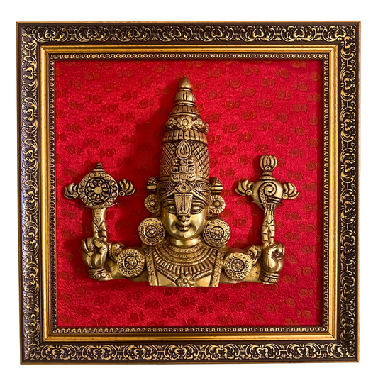 Handcrafted 3D Brass Balaji Wall Frame – 12 x 12 Inches