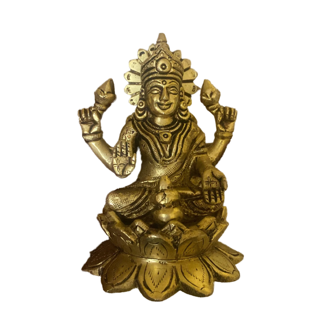 Brass Goddess Lakshmi Idol – Exquisite Handcrafted Brass Statue for Home Decor and Spiritual Blessings