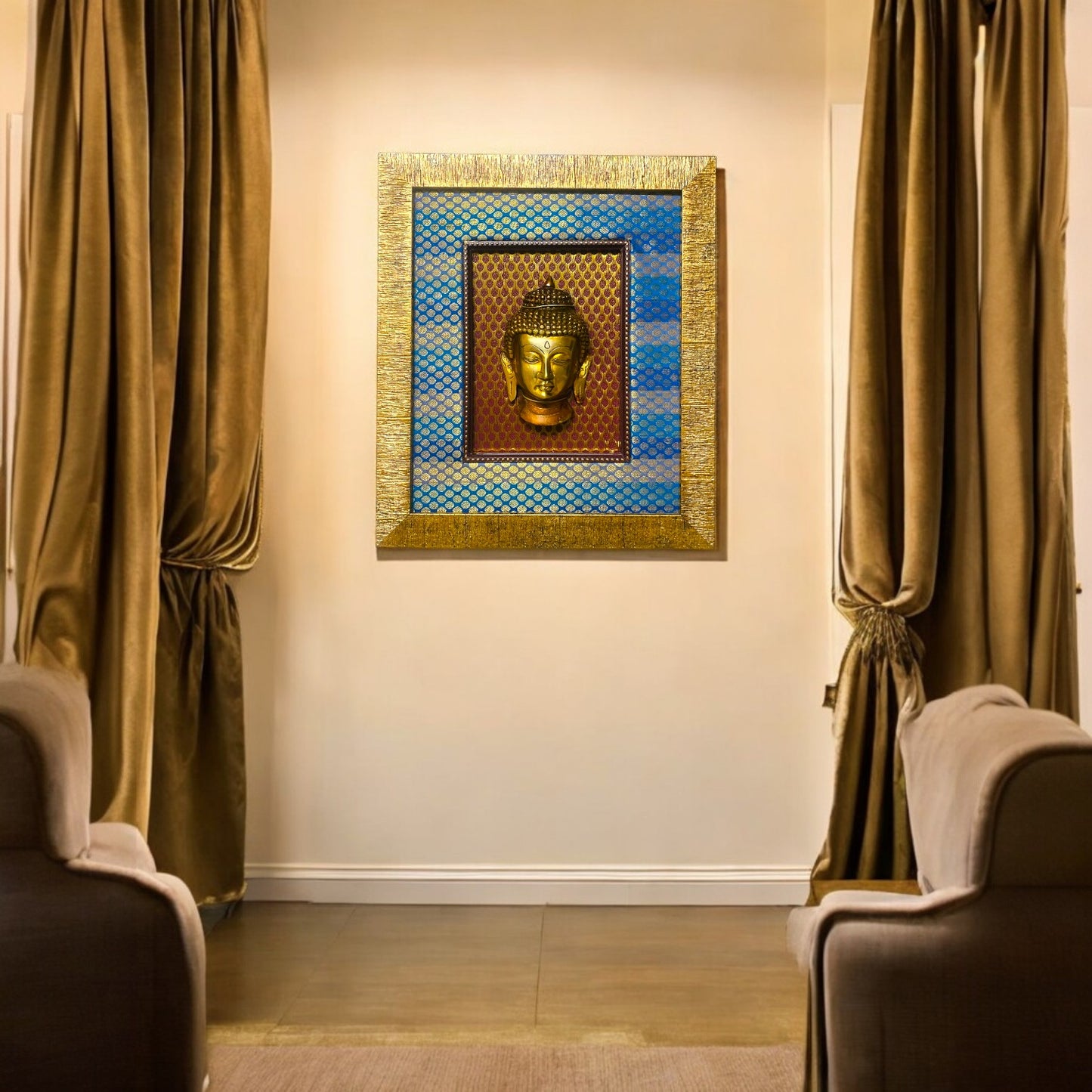 Elegant Brass Buddha Wall Frame